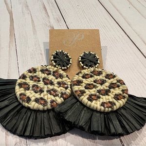 Plunder Straw tassel drop earrings.